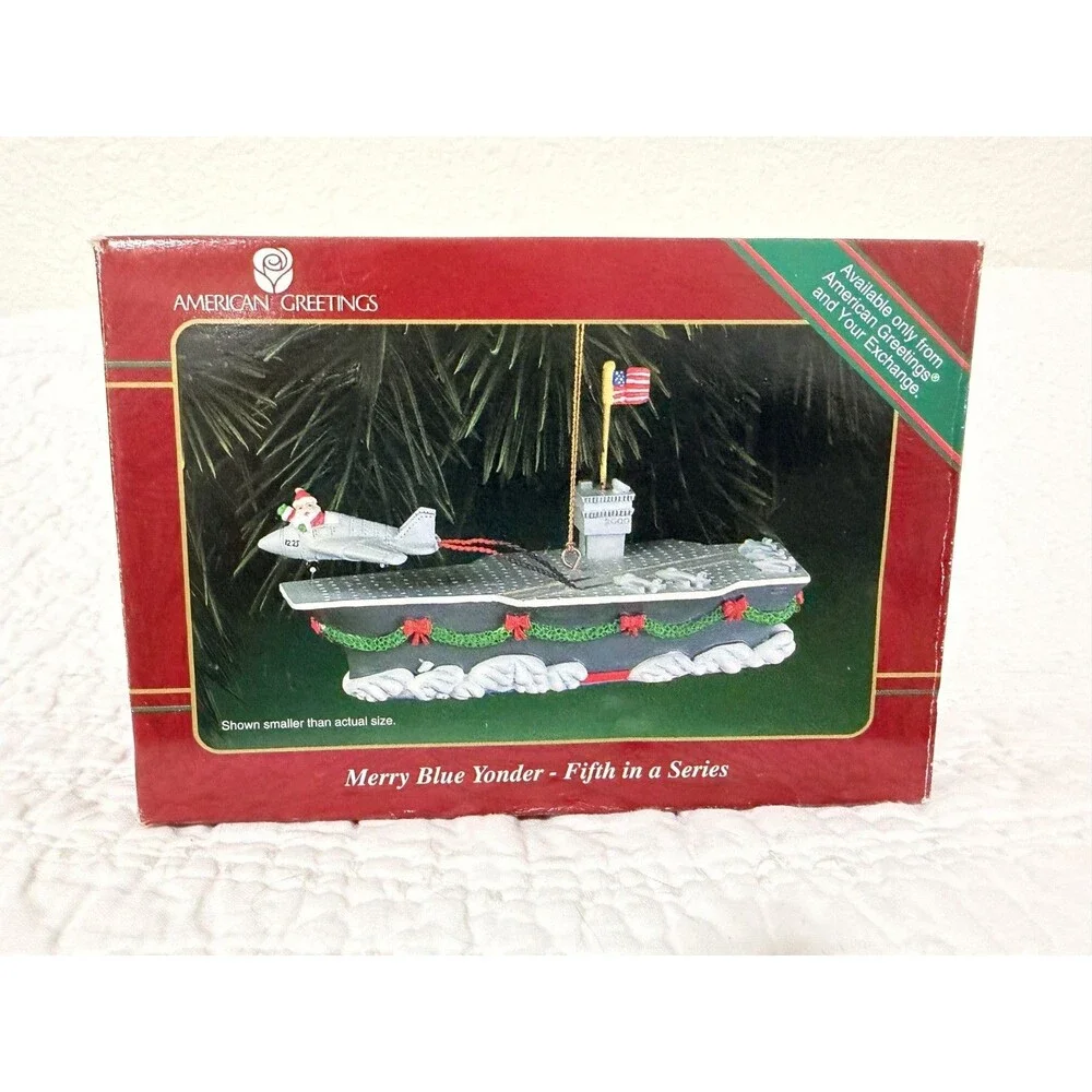 Rare 2000 American Greeting Fifth in Series Navy Ship Military Santa Ornament